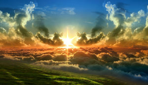 God Light shining through clouds